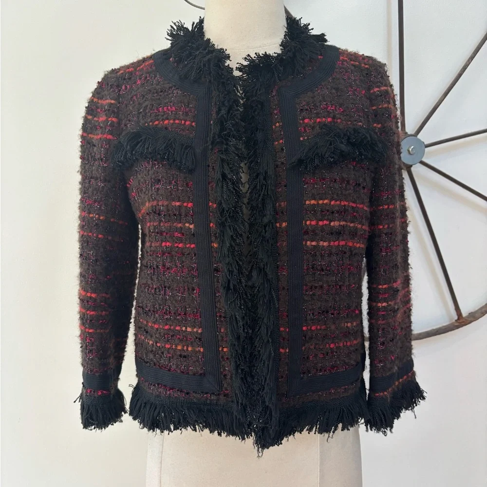 Kate Spade New York Multi Tweed Fringe Jacket in Bittersweet NWT 2 $498